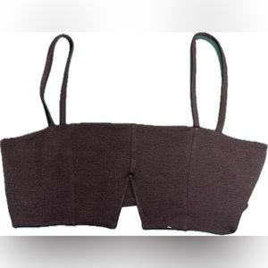 V cut spaghetti strap black crop top bralette